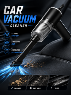 Mini Handheld Car Vacuum Cleaner, Wireless Charging, High Power, Dual Suction & Blower for Car Interior Cleaning