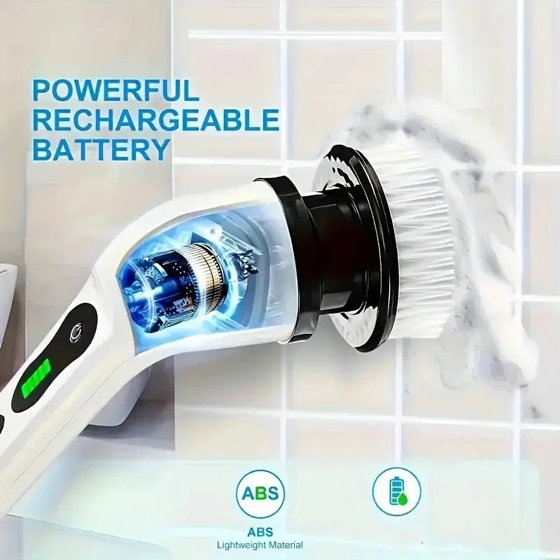 1 Set, Electric Cleaning Brush, Wireless Electric Rotating Scrubber, 7 Brush Heads and Adjustable Extension Handle, Bathroom Cleaning Brush, Household Cleaning Tools