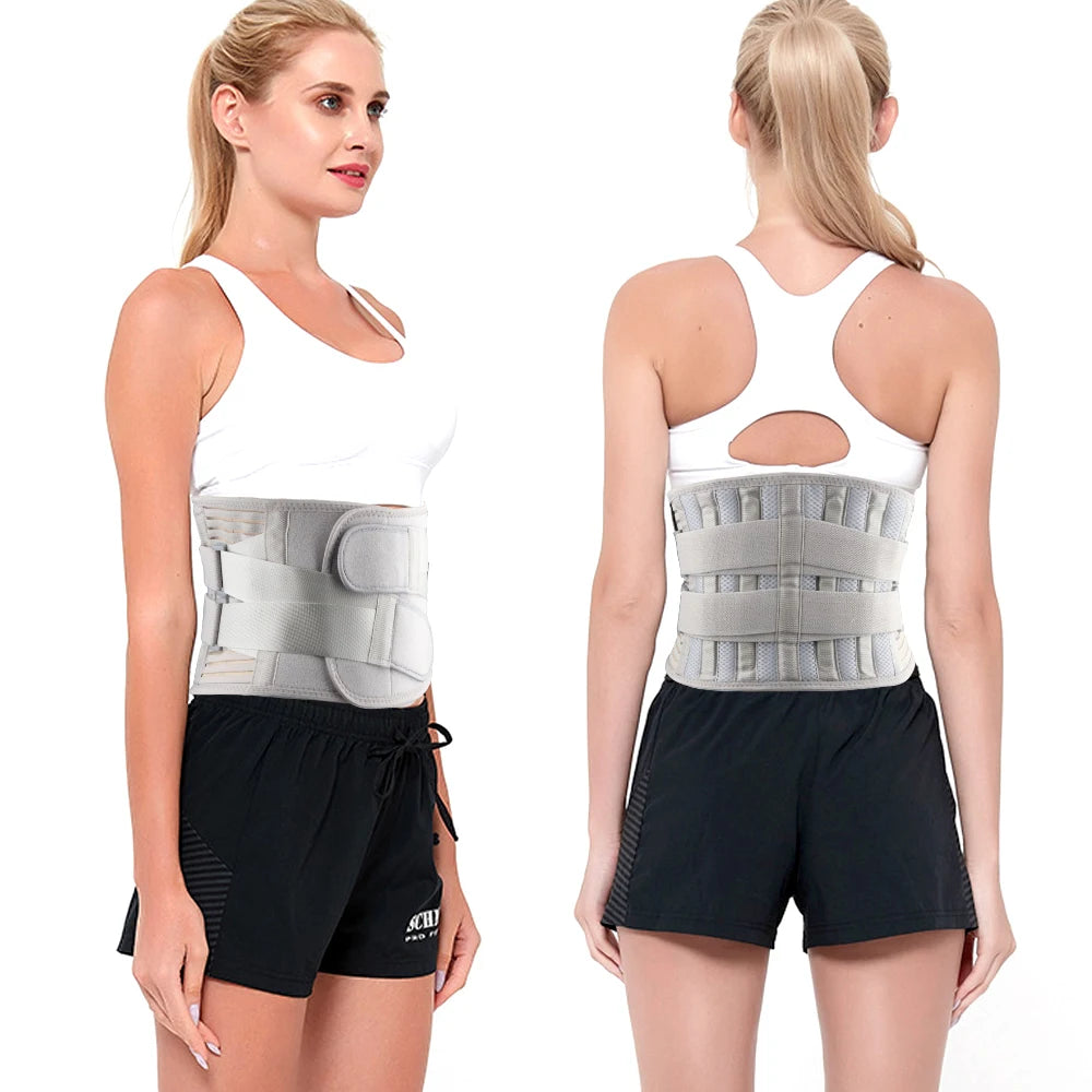 Back Brace for Men Women Lower Back Pain Relief with 6 Stays, Adjustable Back Support Belt for Work, Anti-skid Lumbar Support