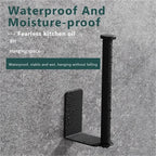 Kitchen Carbon Steel Paper Towel Holder No Punch Cabinet Paper Shelf Household Roll Paper Hanger Plastic Wrap Rag Storage Rack