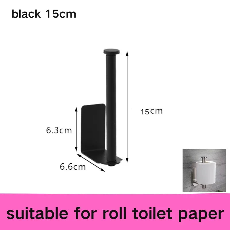 Kitchen Carbon Steel Paper Towel Holder No Punch Cabinet Paper Shelf Household Roll Paper Hanger Plastic Wrap Rag Storage Rack