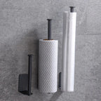 Kitchen Carbon Steel Paper Towel Holder No Punch Cabinet Paper Shelf Household Roll Paper Hanger Plastic Wrap Rag Storage Rack